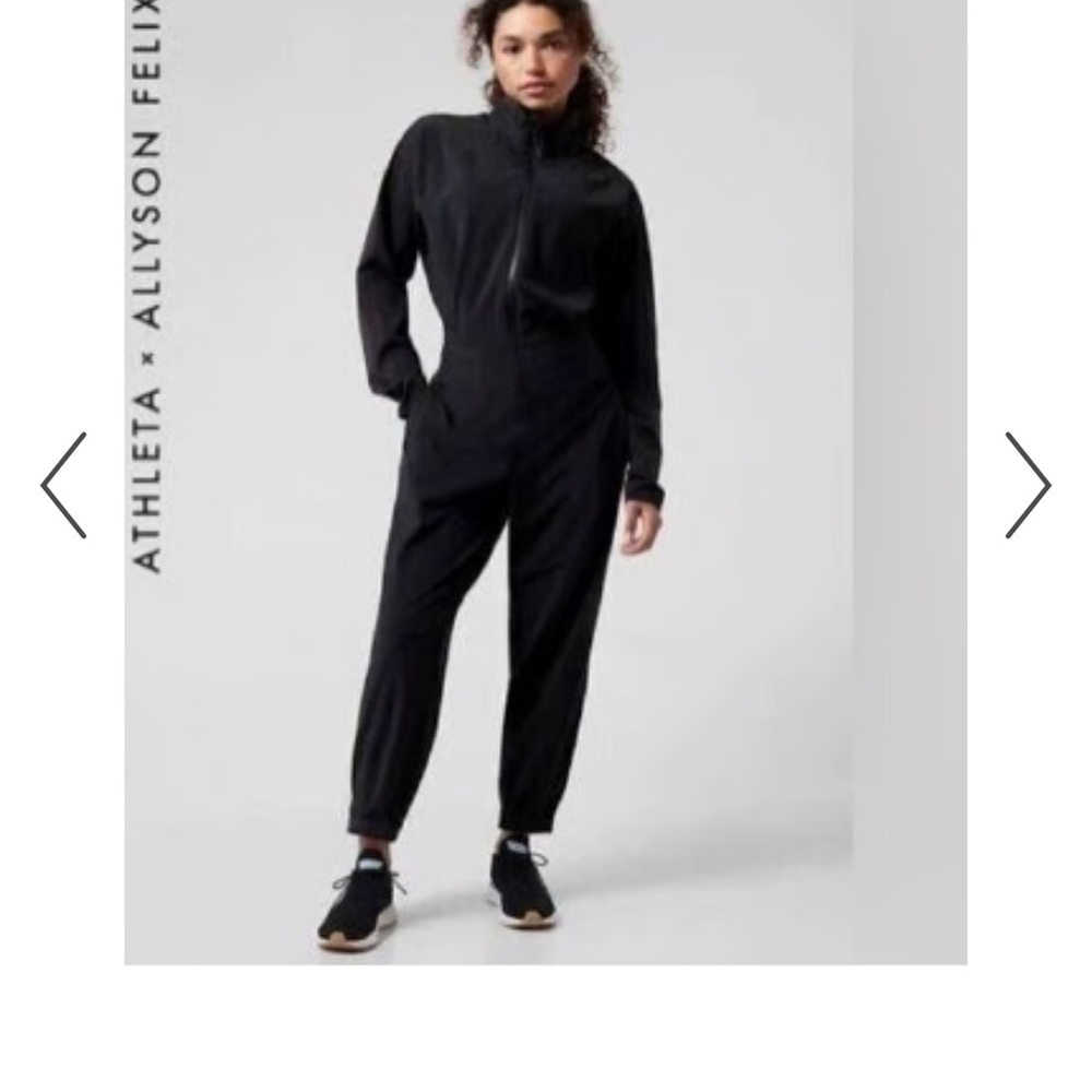 Athleta x Allyson Felix Black Legend Long Sleeve Hooded Jumpsuit Medium